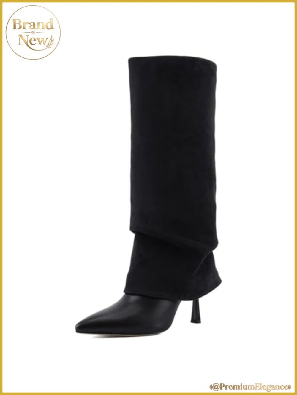 Slouchy Suede Knee High Boots Pointed Toe Stiletto Heel Slip On Dress